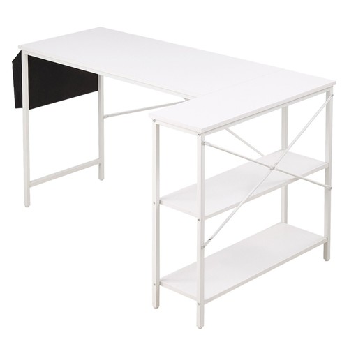 Shaped white office desk - office,