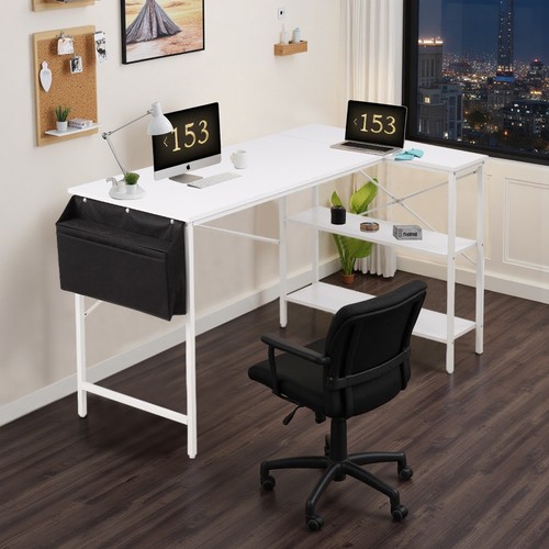 Shaped white office desk - white,